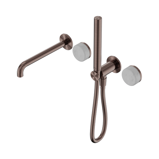 Serenity Progressive Shower System With Spout With Carrara Handle And Slim Shower Brushed Bronze