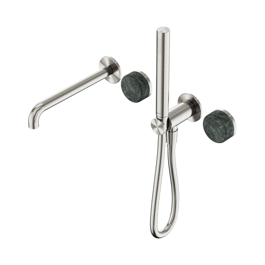 Serenity Progressive Shower System With Spout With Verde Alpi Handle And Slim Shower Brushed Nickel