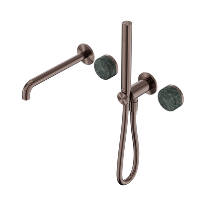 Serenity Progressive Shower System With Spout With Verde Alpi Handle And Slim Shower Brushed Bronze