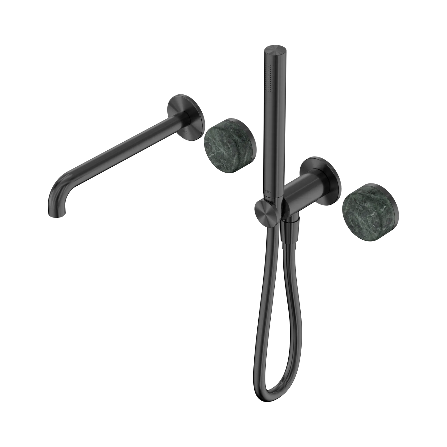 Serenity Progressive Shower System With Spout With Verde Alpi Handle And Slim Shower Gun Metal