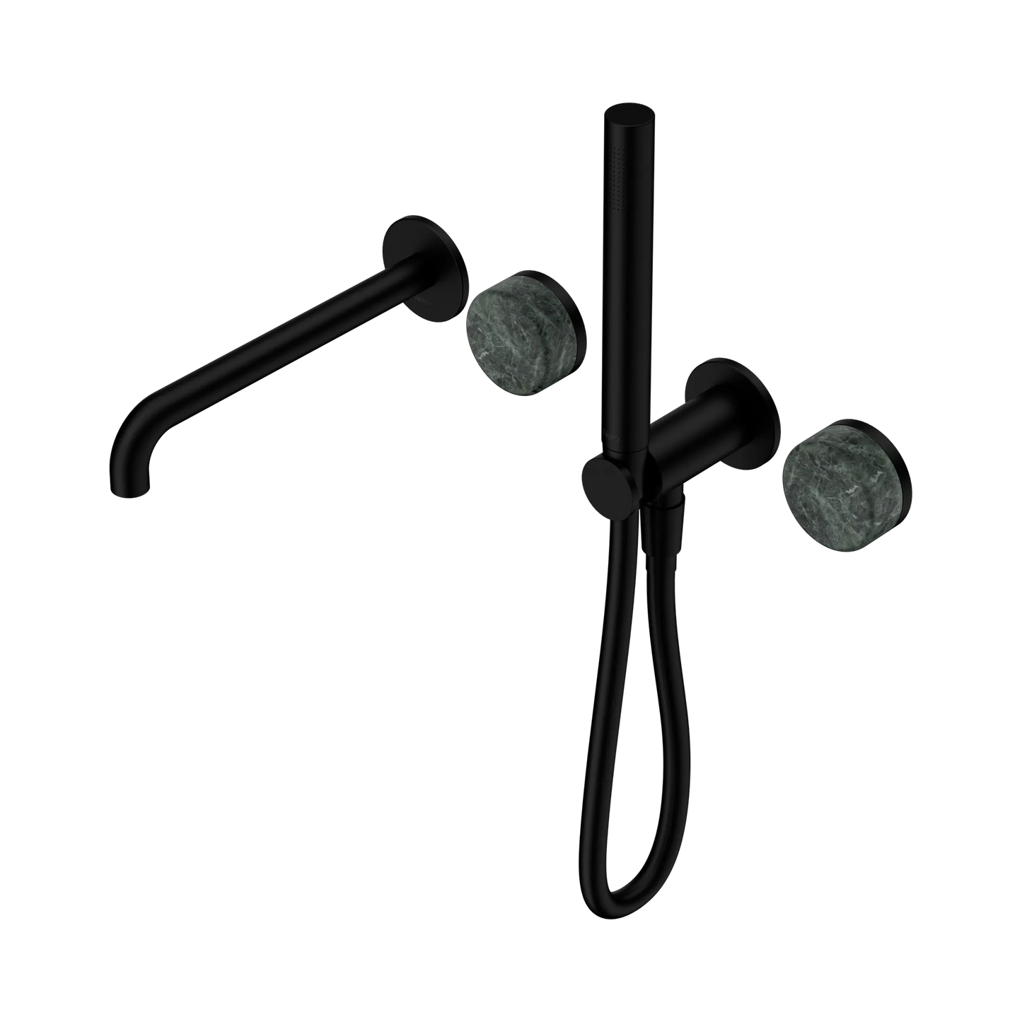 Serenity Progressive Shower System With Spout With Verde Alpi Handle And Slim Shower Matte Black