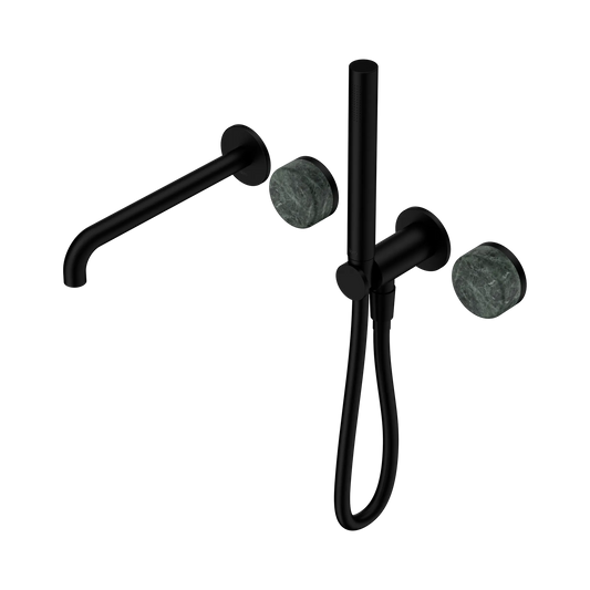 Serenity Progressive Shower System With Spout With Verde Alpi Handle And Slim Shower Matte Black