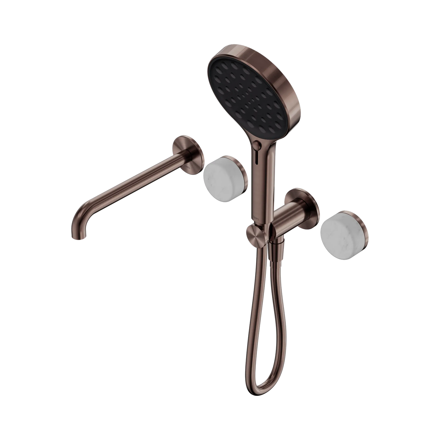 Serenity Progressive Shower System With Spout With Carrara Handle And Serenity Hand Shower Brushed Bronze