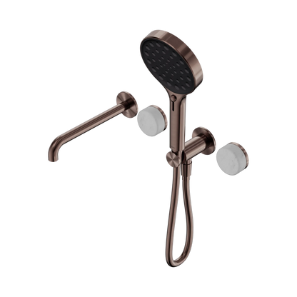 Serenity Progressive Shower System With Spout With Carrara Handle And Serenity Hand Shower Brushed Bronze