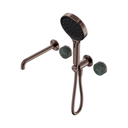 Serenity Progressive Shower System With Spout With Verde Alpi Handle And Serenity Hand Shower Brushed Bronze
