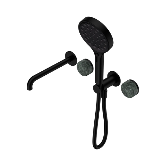 Serenity Progressive Shower System With Spout With Verde Alpi Handle And Serenity Hand Shower Matte Black