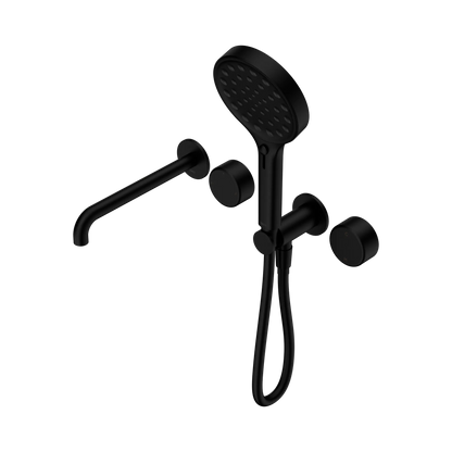 Serenity Progressive Shower System With Spout With Metal Handle And Serenity Hand Shower Matte Black