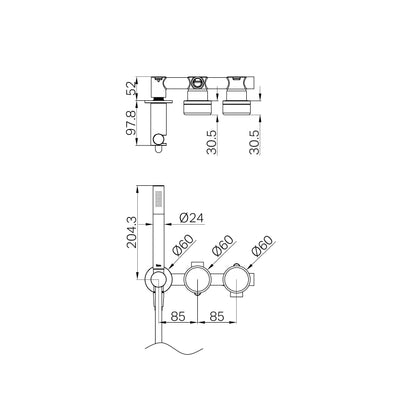 Serenity Progressive Shower System With Carrara Handle And Slim Shower Brushed Nickel