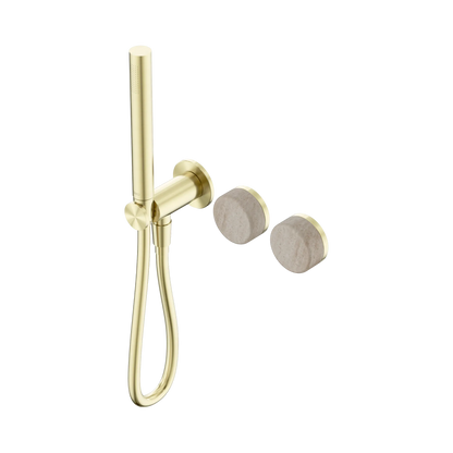 Serenity Progressive Shower System With Rome Travertine Handle And Slim Shower Brushed Gold