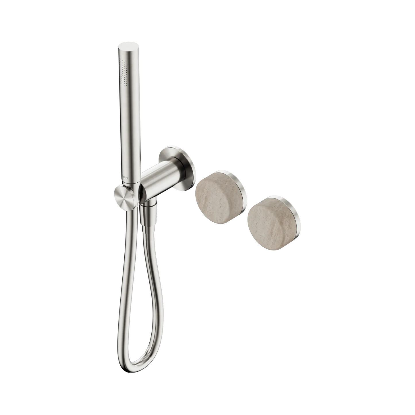 Serenity Progressive Shower System With Rome Travertine Handle And Slim Shower Brushed Nickel
