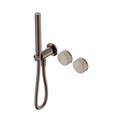 Serenity Progressive Shower System With Rome Travertine Handle And Slim Shower Brushed Bronze