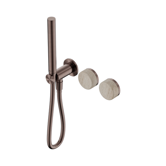 Serenity Progressive Shower System With Rome Travertine Handle And Slim Shower Brushed Bronze