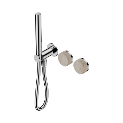 Serenity Progressive Shower System With Rome Travertine Handle And Slim Shower Chrome