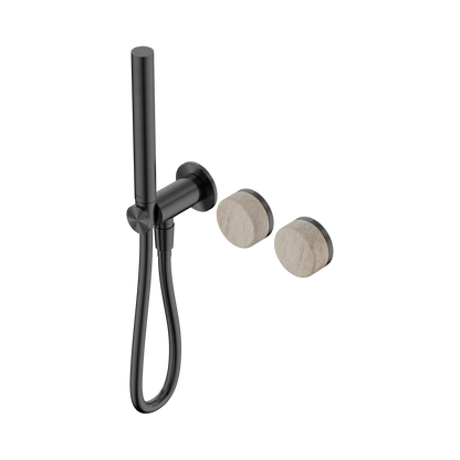 Serenity Progressive Shower System With Rome Travertine Handle And Slim Shower Gun Metal