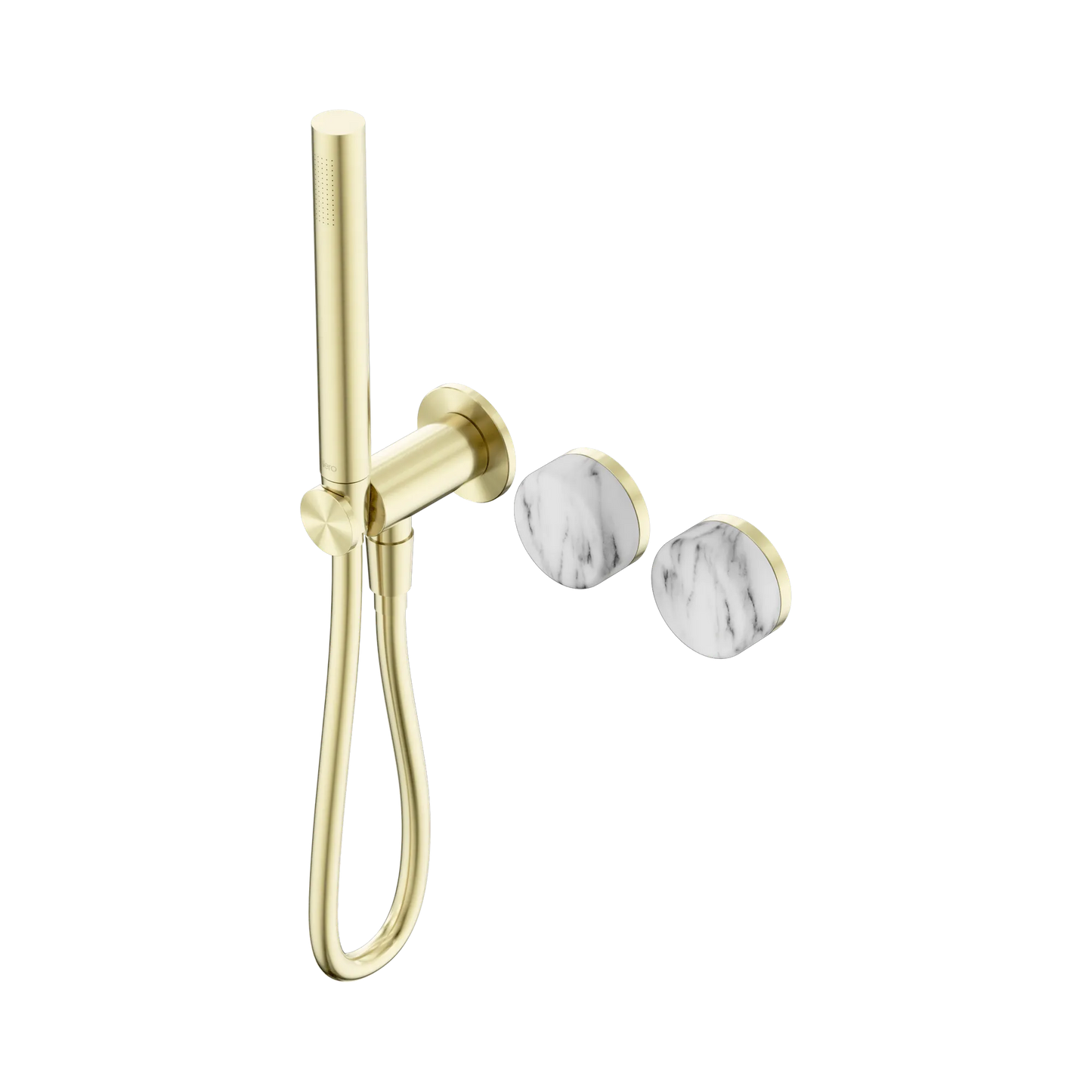 Serenity Progressive Shower System With Arabescato Corchia Handle And Slim Shower Brushed Gold