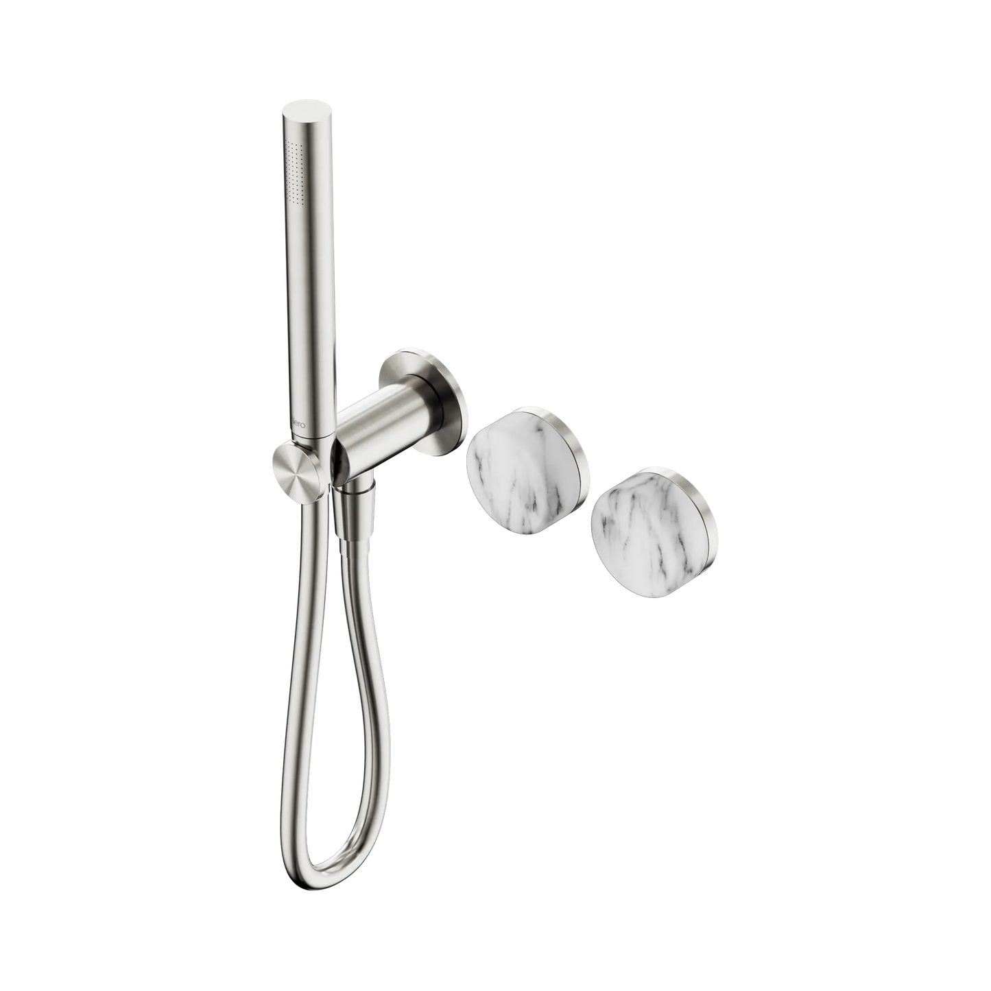 Serenity Progressive Shower System With Arabescato Corchia Handle And Slim Shower Brushed Nickel