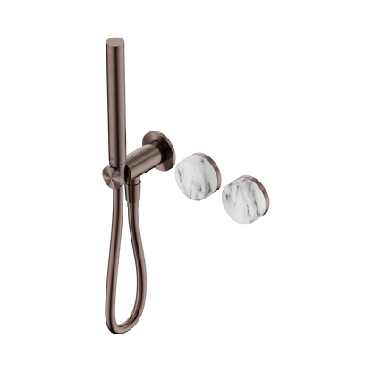 Serenity Progressive Shower System With Arabescato Corchia Handle And Slim Shower Brushed Bronze