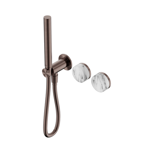 Serenity Progressive Shower System With Arabescato Corchia Handle And Slim Shower Brushed Bronze