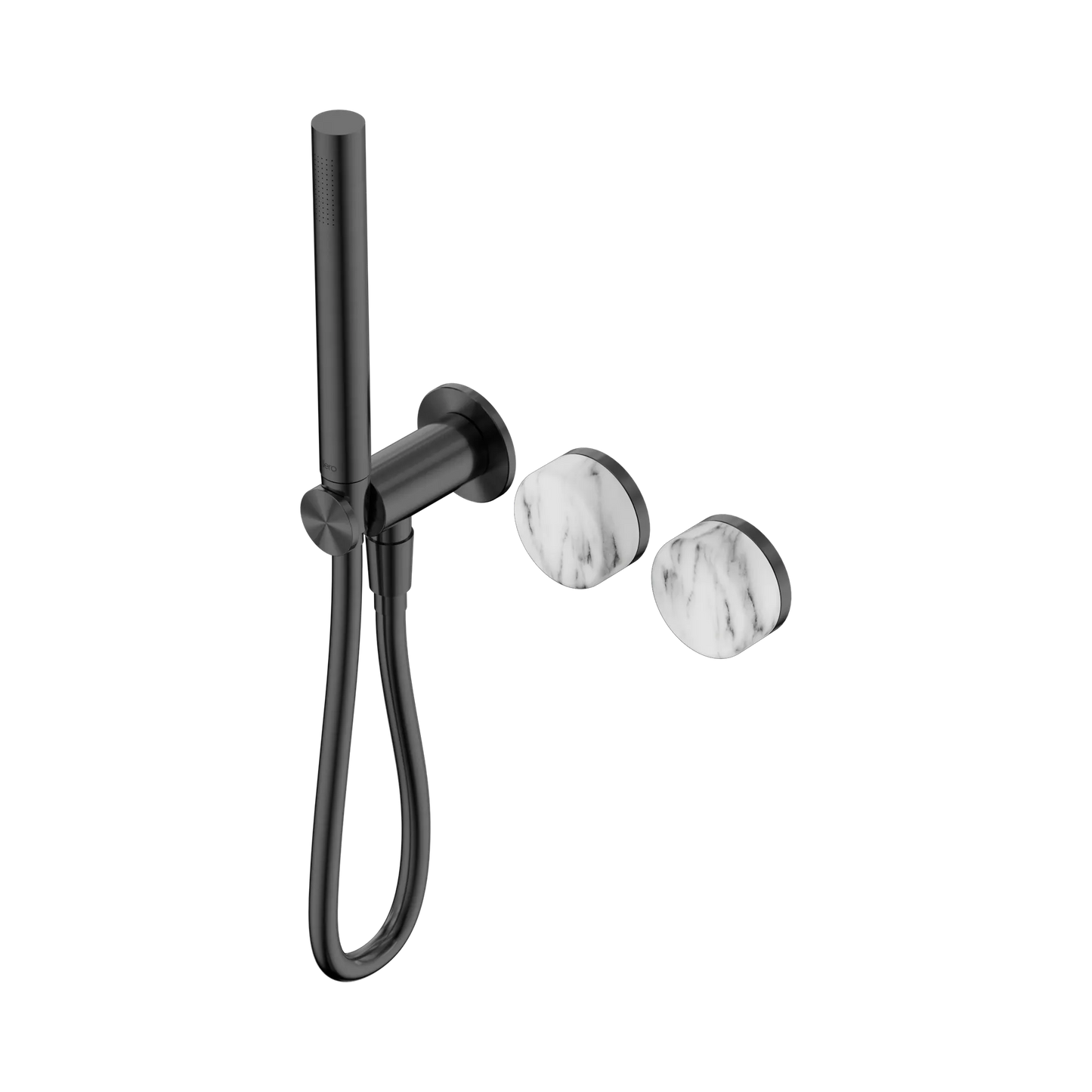 Serenity Progressive Shower System With Arabescato Corchia Handle And Slim Shower Gun Metal