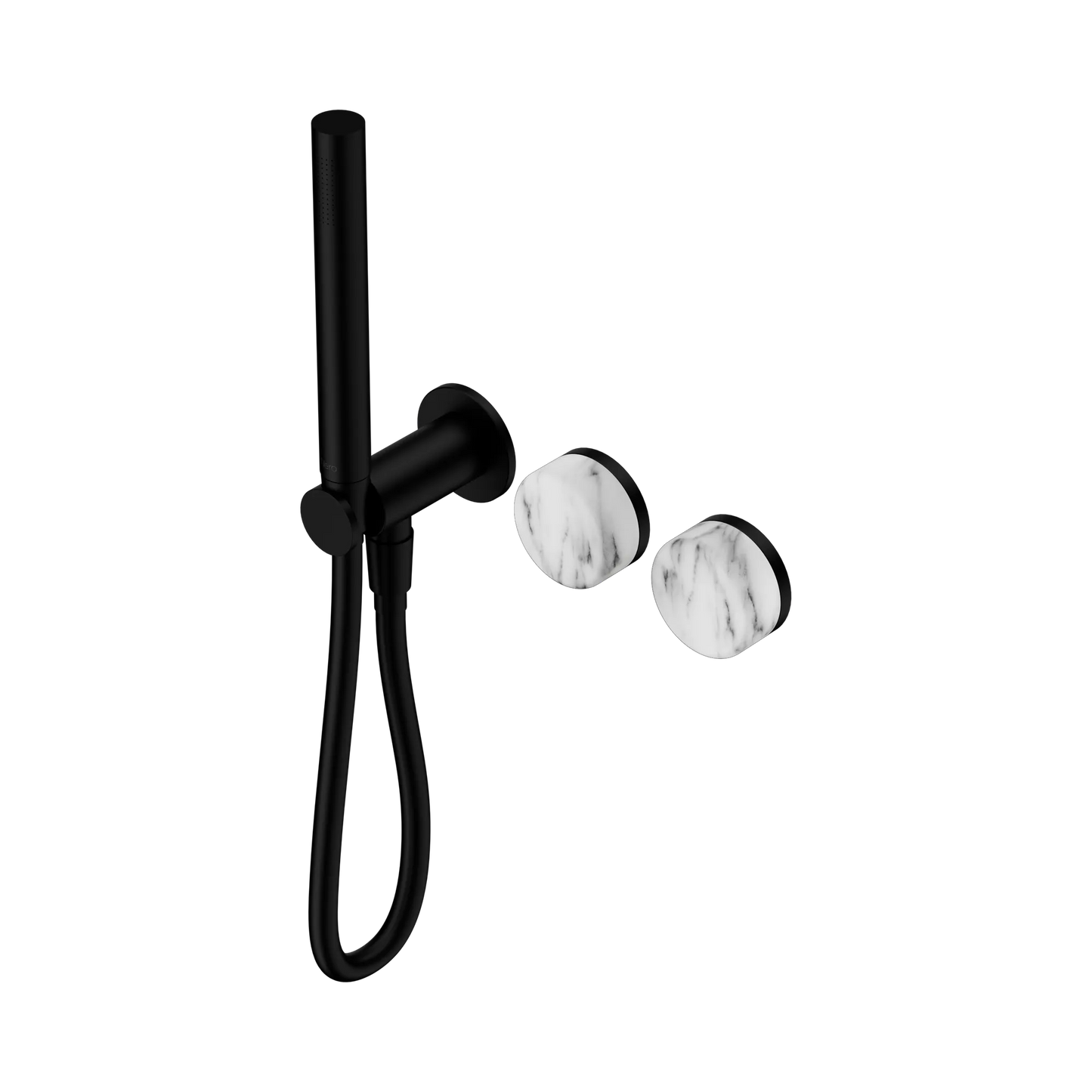 Serenity Progressive Shower System With Arabescato Corchia Handle And Slim Shower Matte Black