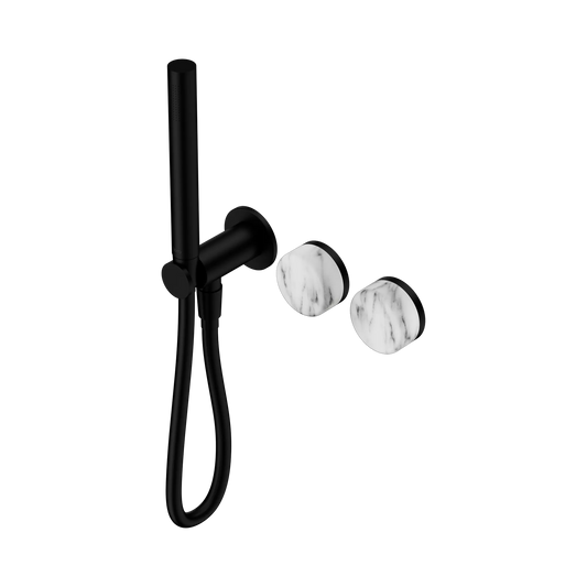 Serenity Progressive Shower System With Arabescato Corchia Handle And Slim Shower Matte Black