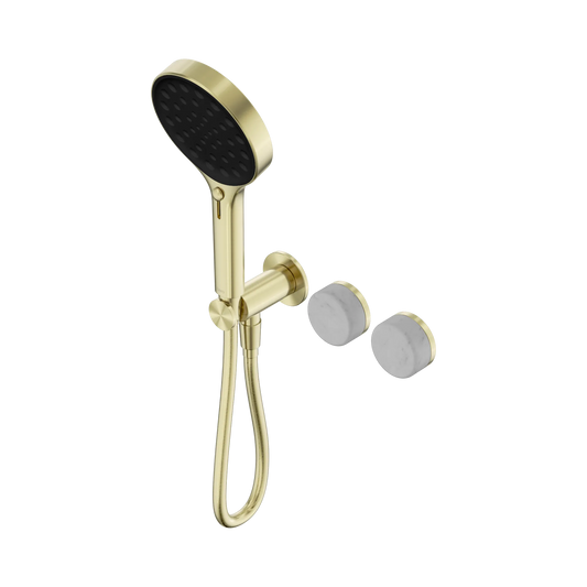 Serenity Progressive Shower System With Carrara Handle And Serenity Hand Shower Brushed Gold