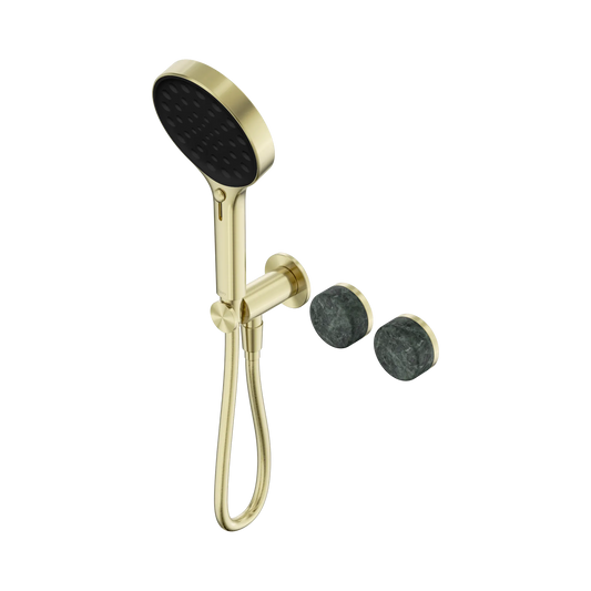 Serenity Progressive Shower System With Verde Alpi Handle And Serenity Hand Shower Brushed Gold