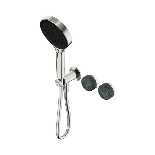 Serenity Progressive Shower System With Verde Alpi Handle And Serenity Hand Shower Brushed Nickel