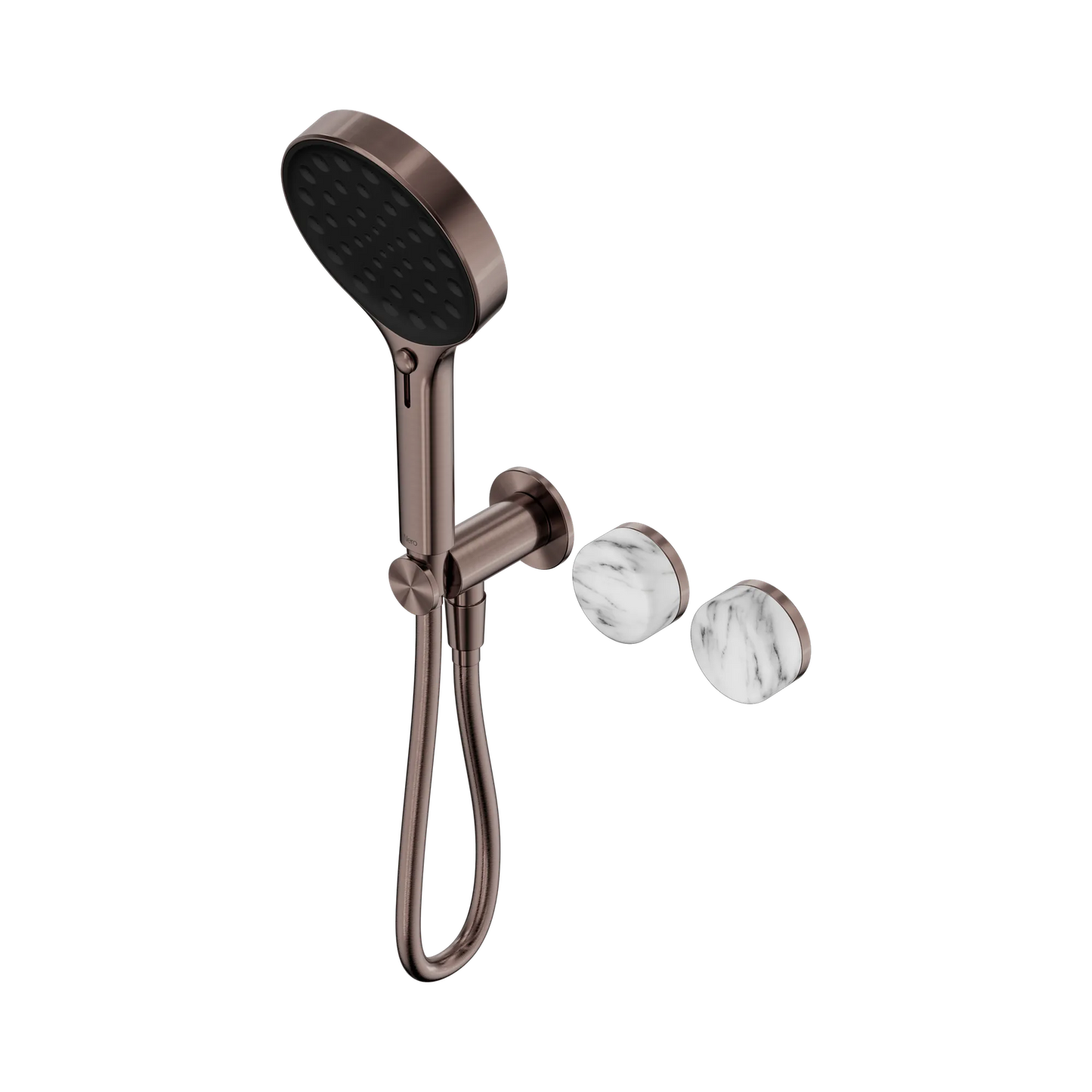 Serenity Progressive Shower System With Arabescato Corchia Handle And Serenity Hand Shower Brushed Bronze