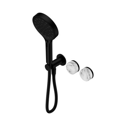 Serenity Progressive Shower System With Arabescato Corchia Handle And Serenity Hand Shower Matte Black