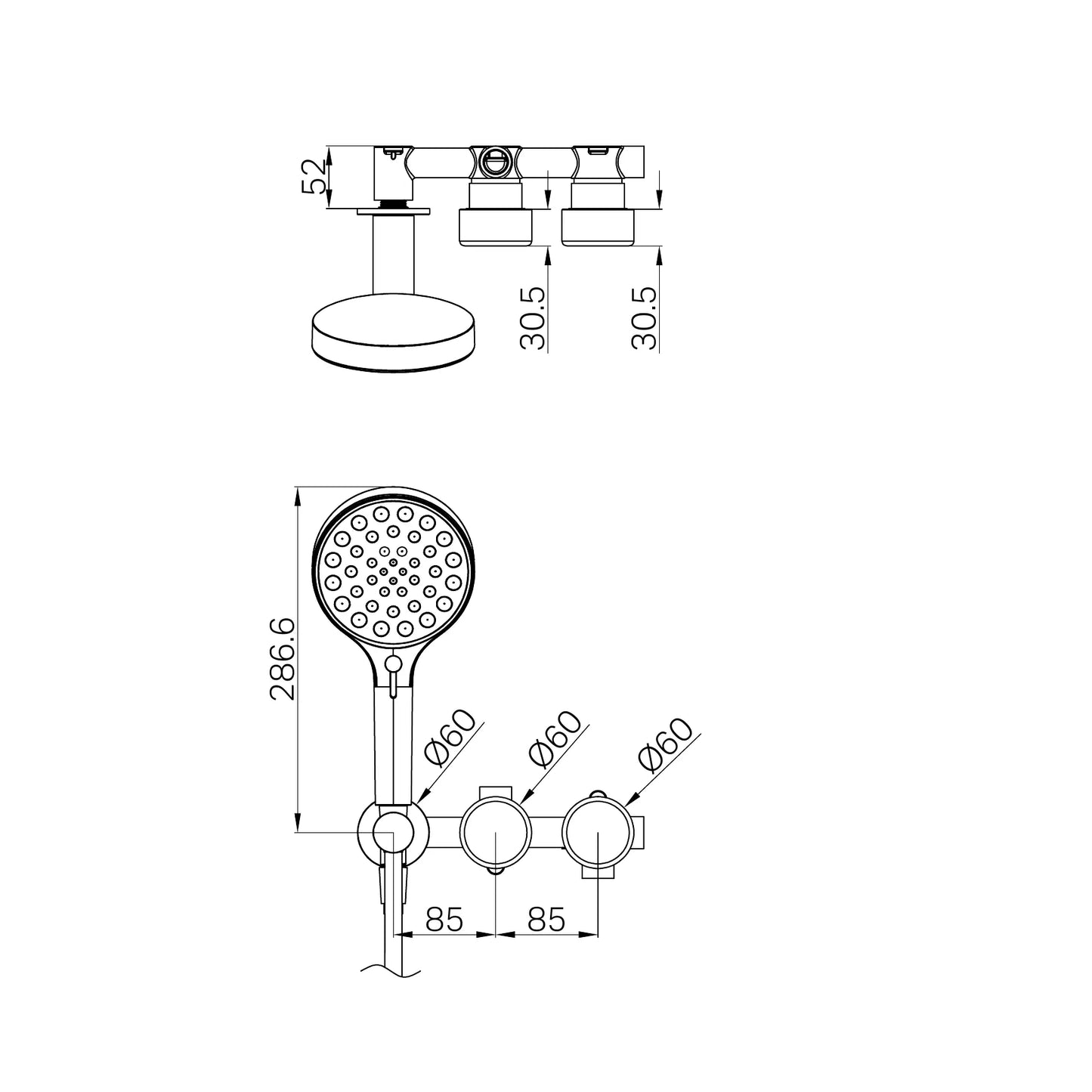 Serenity Progressive Shower System With Metal Handle And Serenity Hand Shower Gun Metal