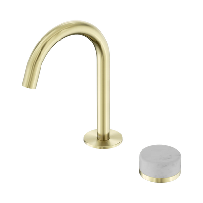 Serenity Progressive Basin Mixer Arc Spout With Carrara Handle Brushed Gold