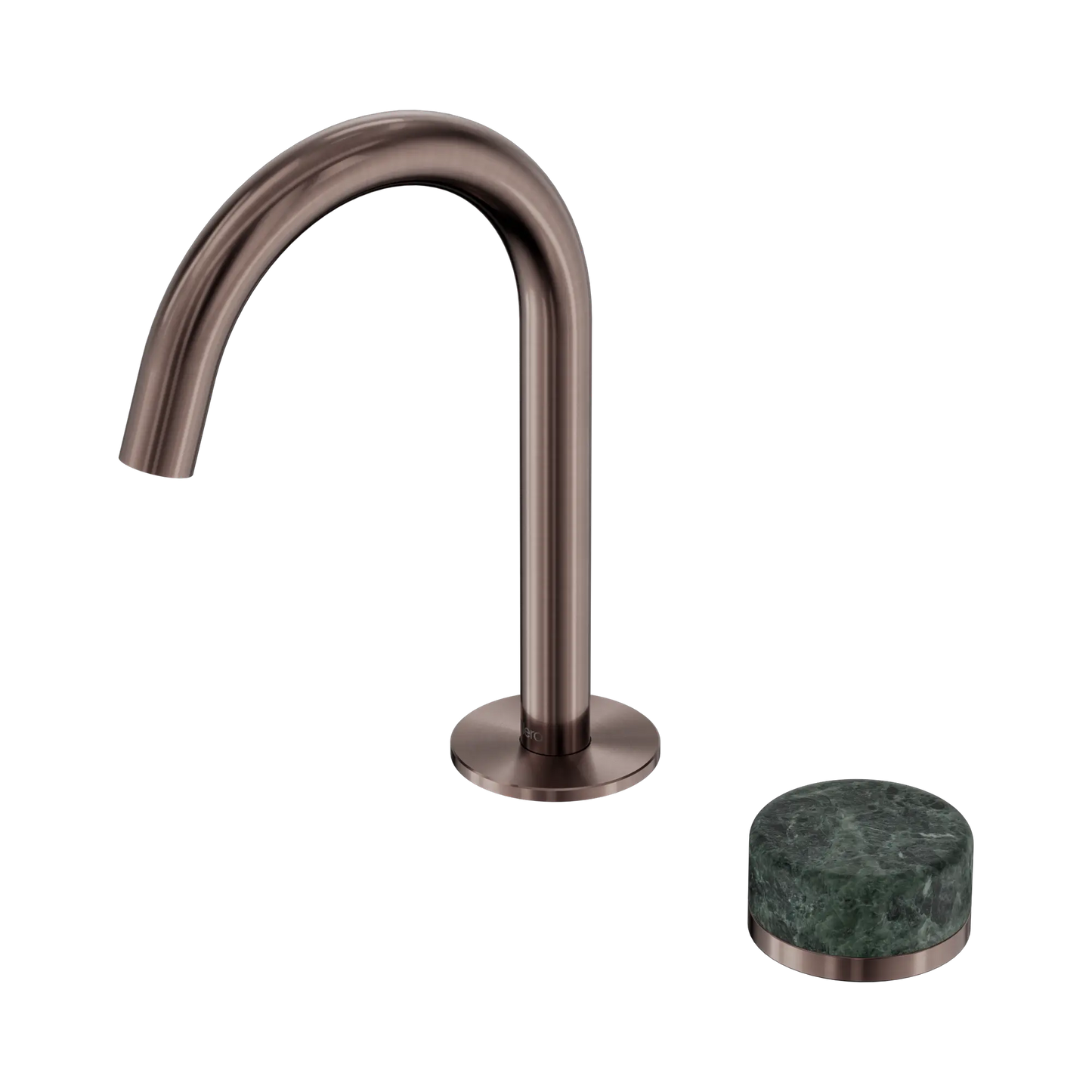 Serenity Progressive Basin Mixer Arc Spout With Verde Alpi Handle Brushed Bronze