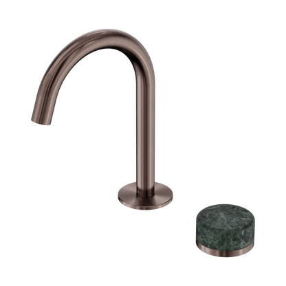 Serenity Progressive Basin Mixer Arc Spout With Verde Alpi Handle Brushed Bronze