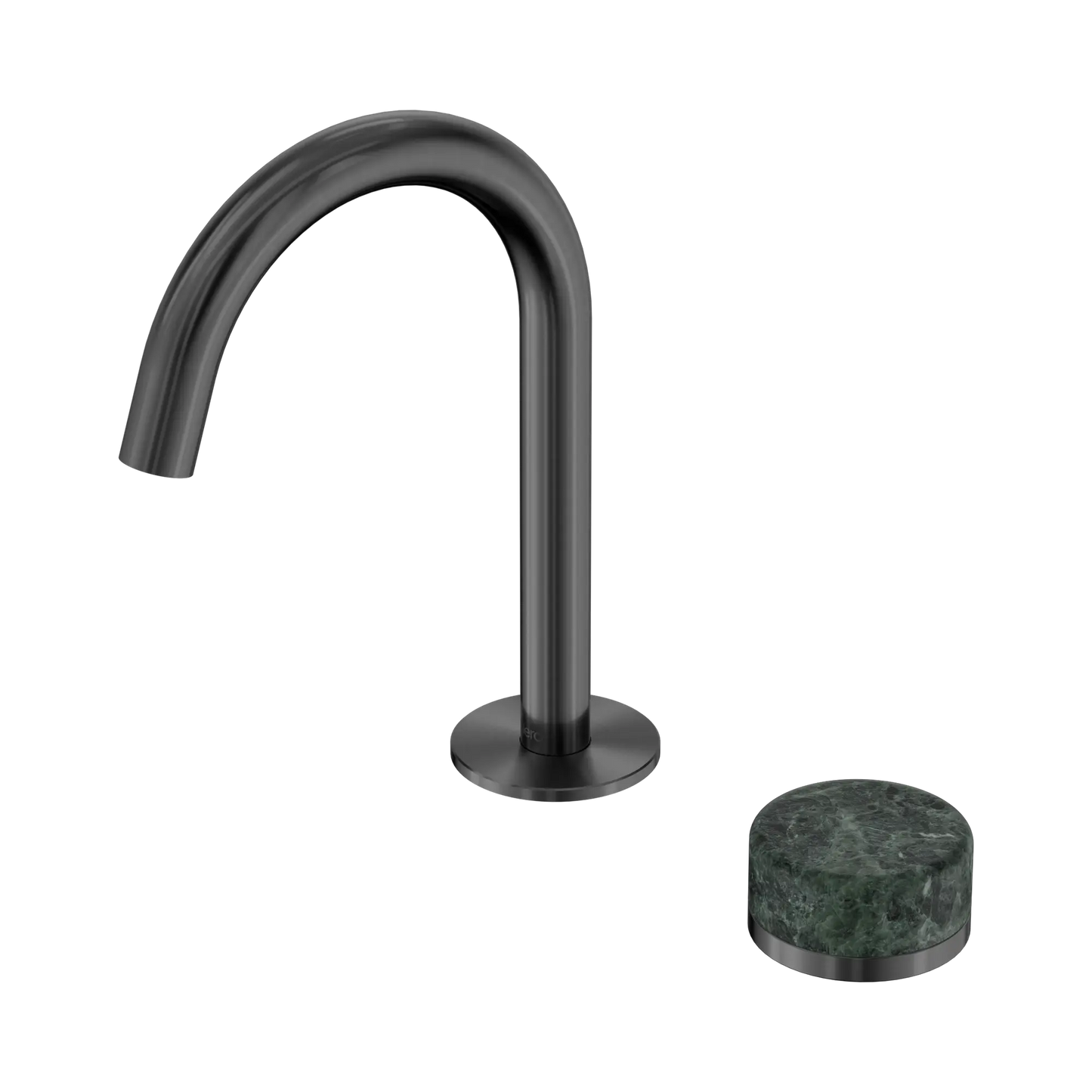 Serenity Progressive Basin Mixer Arc Spout With Verde Alpi Handle Gun Metal