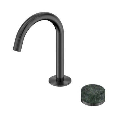Serenity Progressive Basin Mixer Arc Spout With Verde Alpi Handle Gun Metal