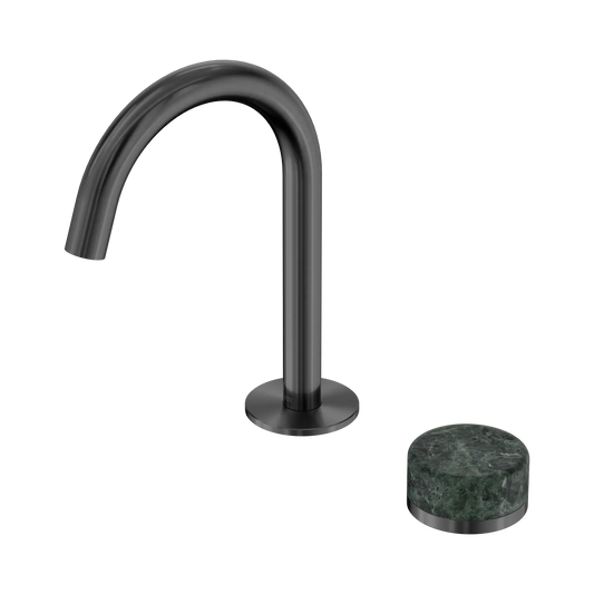 Serenity Progressive Basin Mixer Arc Spout With Verde Alpi Handle Gun Metal