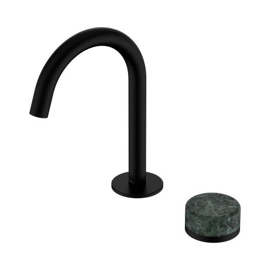 Serenity Progressive Basin Mixer Arc Spout With Verde Alpi Handle Matte Black