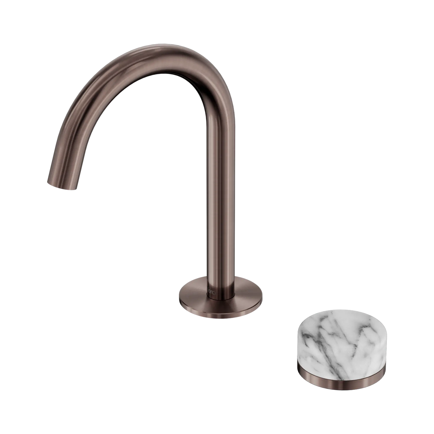 Serenity Progressive Basin Mixer Arc Spout With Arabescato Corchia Handle Brushed Bronze