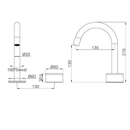 Serenity Progressive Basin Mixer Arc Spout With Metal Handle Chrome