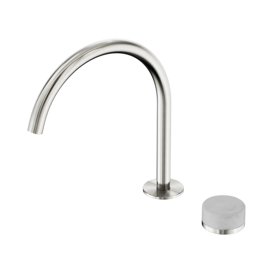 Serenity Progressive Bath/Kitchen Mixer Arc Spout With Carrara Handle Brushed Nickel