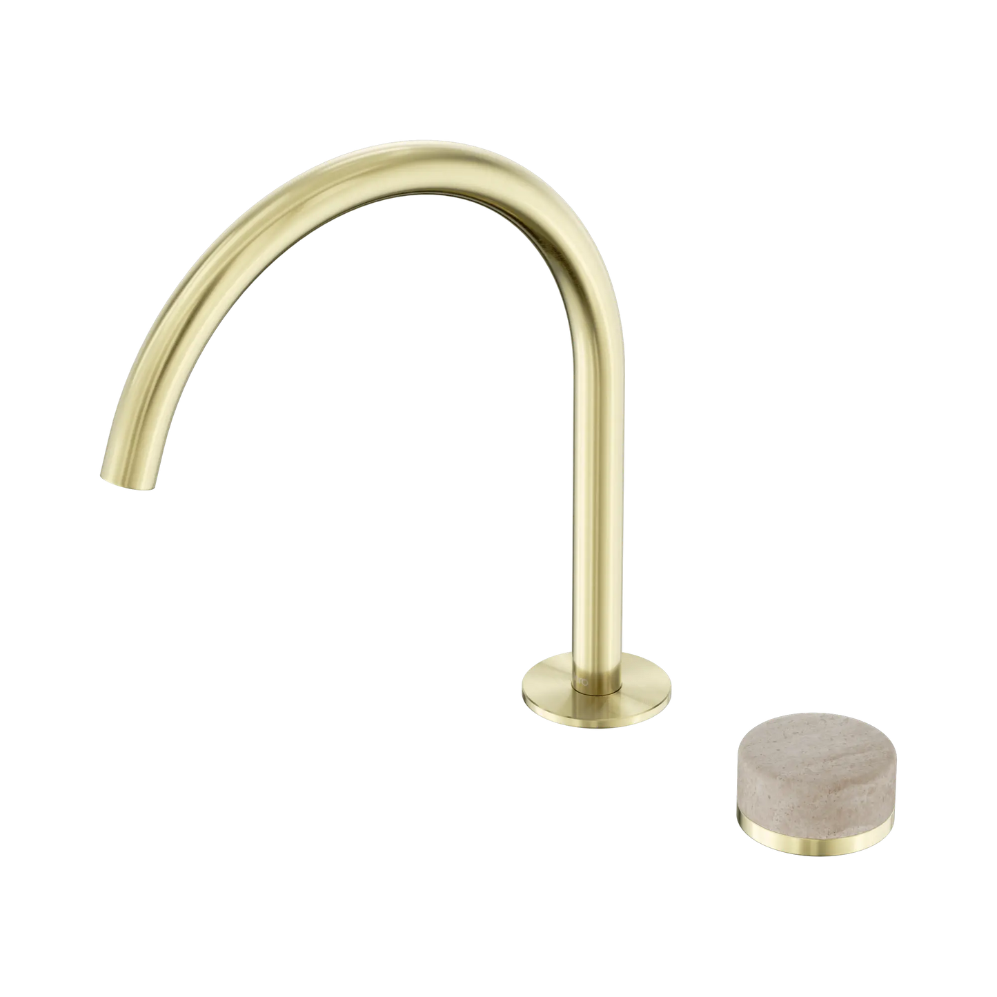 Serenity Progressive Bath/Kitchen Mixer Arc Spout With Rome Travertine Handle Brushed Gold