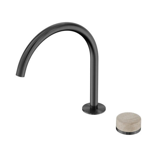 Serenity Progressive Bath/Kitchen Mixer Arc Spout With Rome Travertine Handle Gun Metal