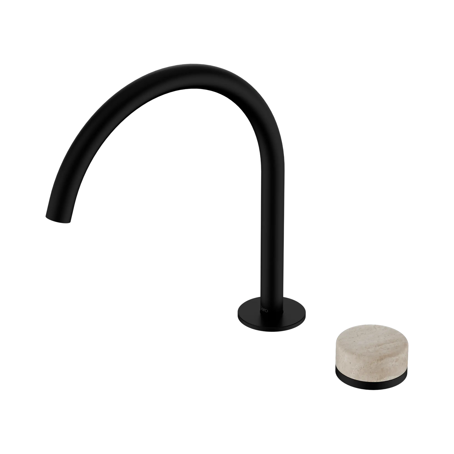 Serenity Progressive Bath/Kitchen Mixer Arc Spout With Rome Travertine Handle Matte Black