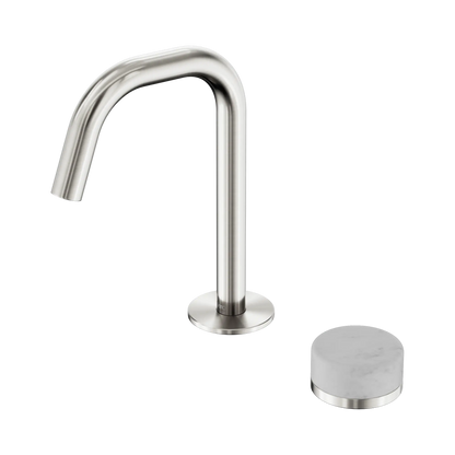 Serenity Progressive Basin Mixer Edge Spout With Carrara Handle Brushed Nickel