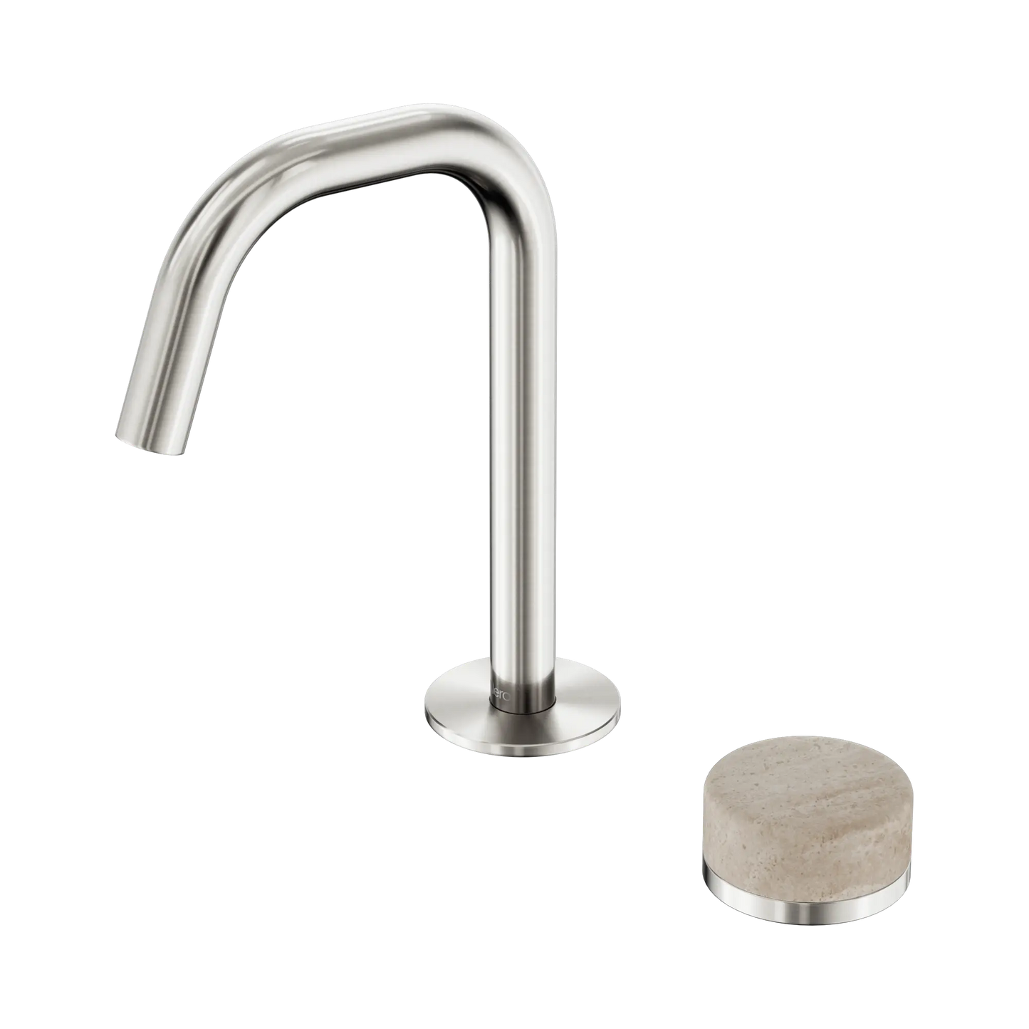 Serenity Progressive Basin Mixer Edge Spout With Rome Travertine Handle Brushed Nickel