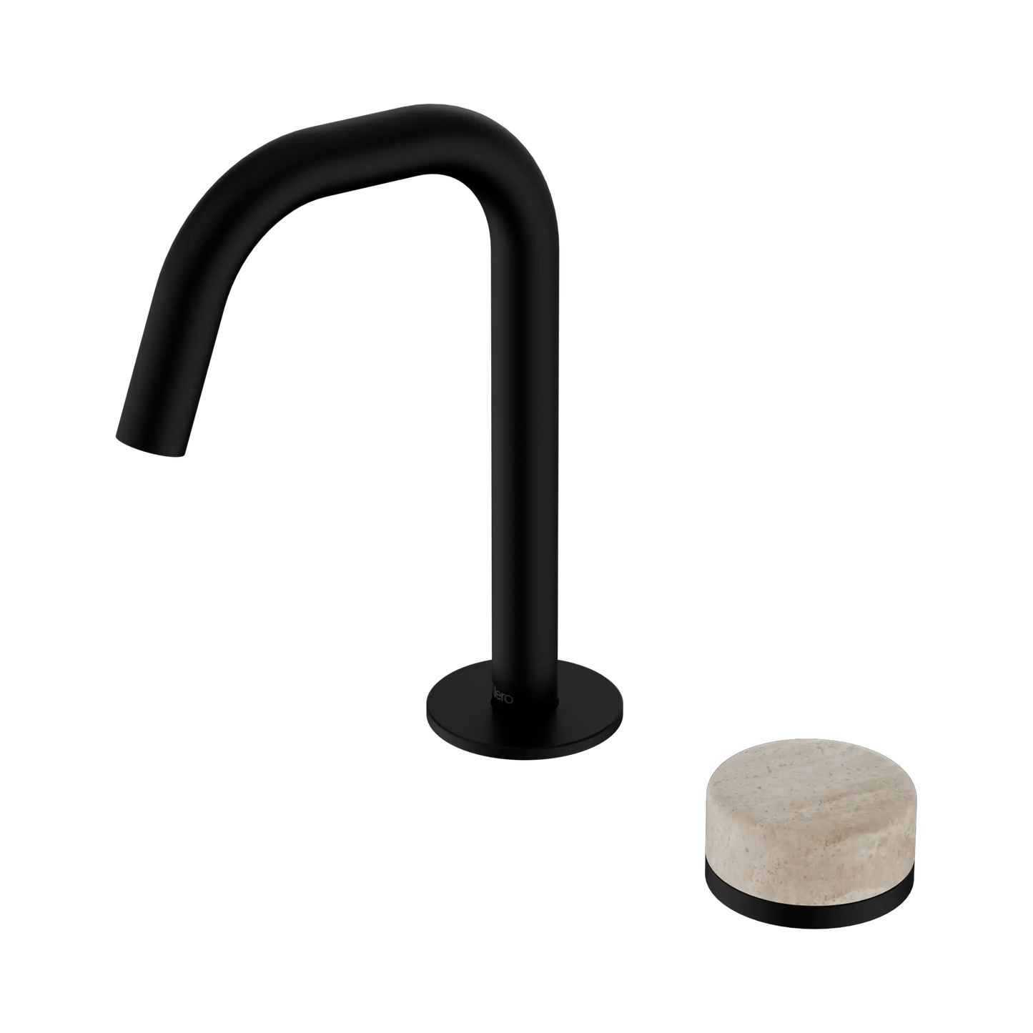Serenity Progressive Basin Mixer Edge Spout With Rome Travertine Handle Matte Black