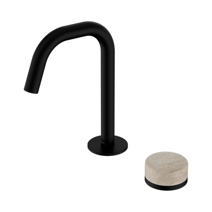 Serenity Progressive Basin Mixer Edge Spout With Rome Travertine Handle Matte Black