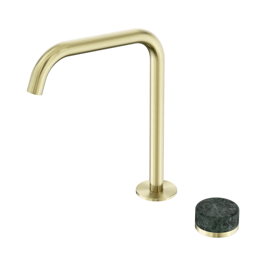 Serenity Progressive Bath/Kitchen Mixer Edge Spout With Verde Alpi Handle Brushed Gold