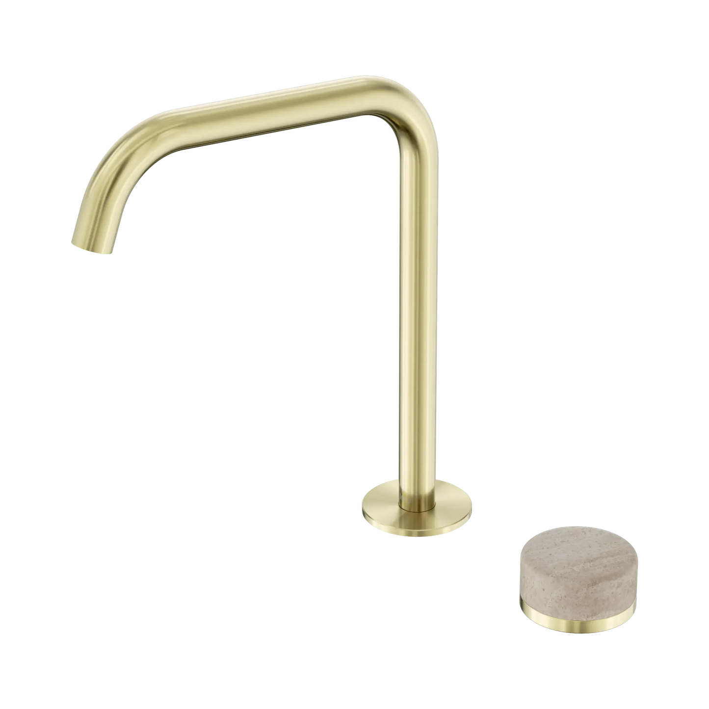 Serenity Progressive Bath/Kitchen Mixer Edge Spout With Rome Travertine Handle Brushed Gold